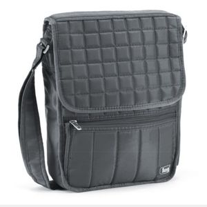 LUG Moped gray white quilt stitching crossbody bag.